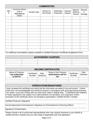 Application/Certificate for Certified Producer&#039;s Certificate - California, Page 2