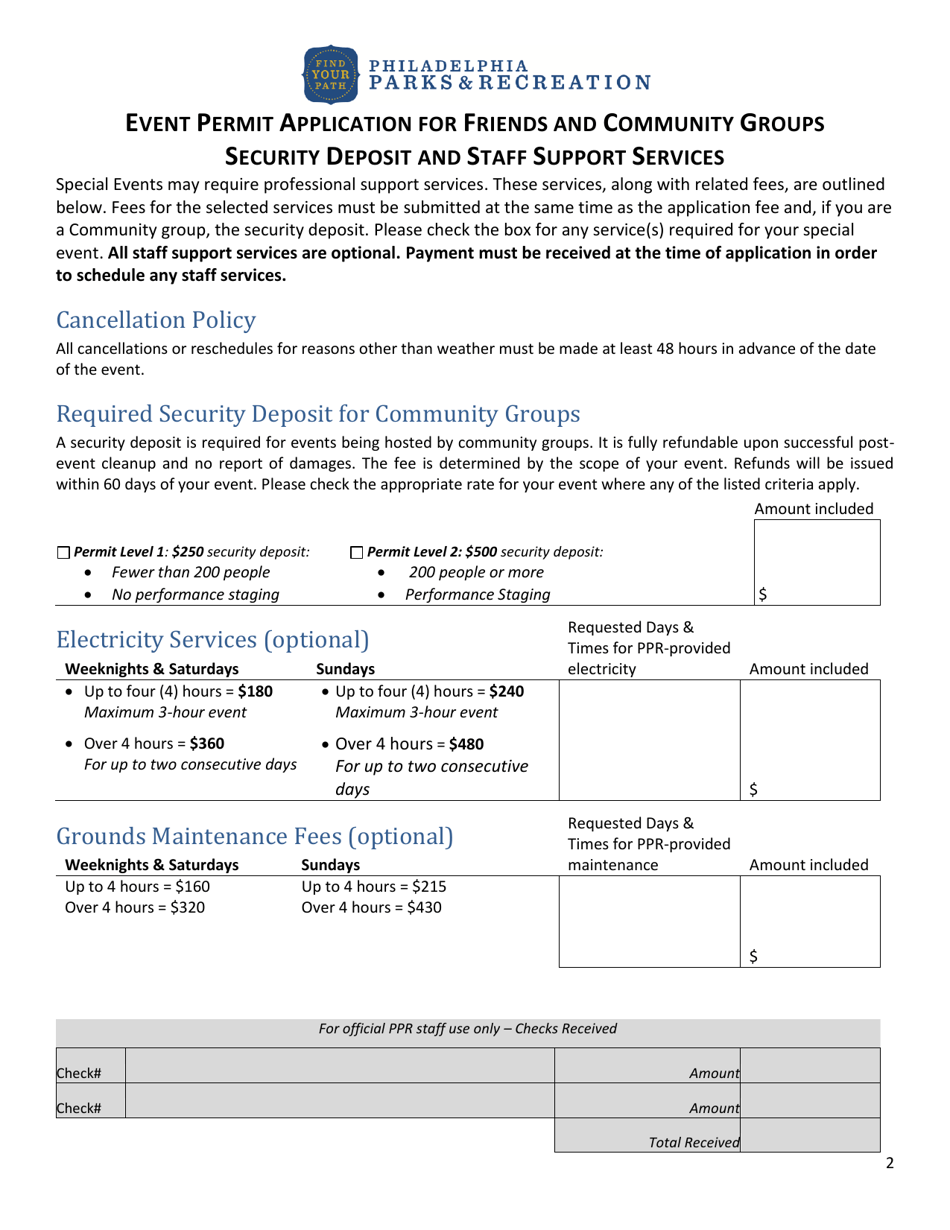 Friends and Community Groups Event Permit Application - City of Philadelphia, Pennsylvania, Page 3