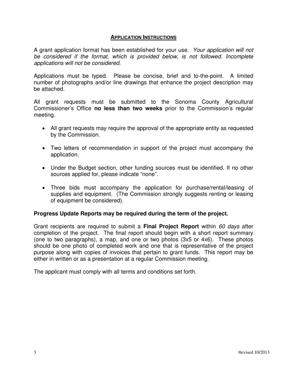 Funding Request Application - Fish and Wildlife Commission Grant Program - County of Sonoma, California, Page 3