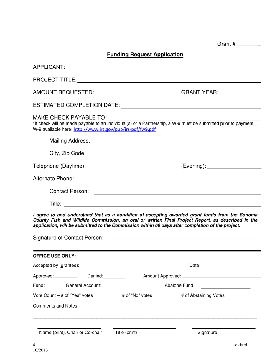 Funding Request Application - Fish and Wildlife Commission Grant Program - County of Sonoma, California, Page 4