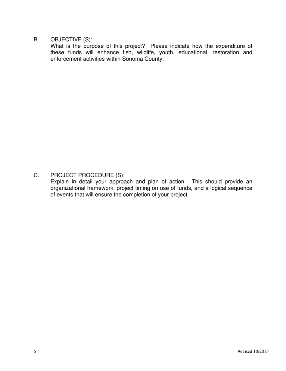 Funding Request Application - Fish and Wildlife Commission Grant Program - County of Sonoma, California, Page 6