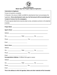 Master Sign Plan Program Approval Application - City of Greenacres, Florida