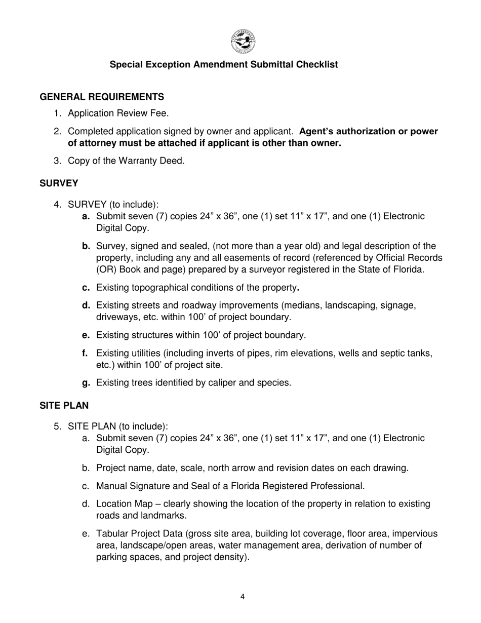 Application for Special Exception Amendment - City of Greenacres, Florida, Page 4