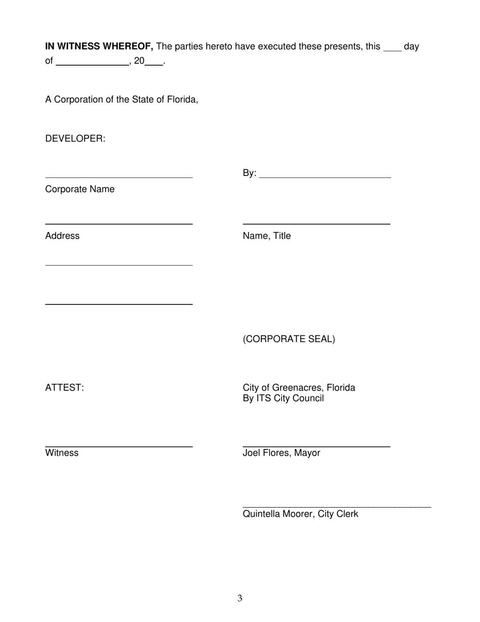 Contract for Construction of Required Improvements - City of Greenacres, Florida, Page 3