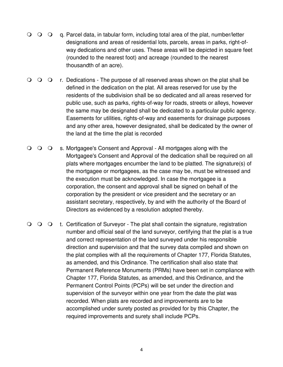 Final Plat Requirements and Checklist - City of Greenacres, Florida, Page 4