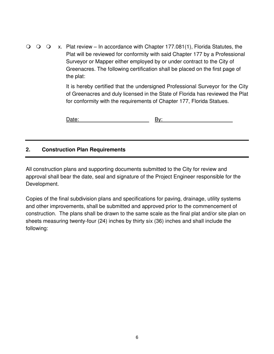 Final Plat Requirements and Checklist - City of Greenacres, Florida, Page 6