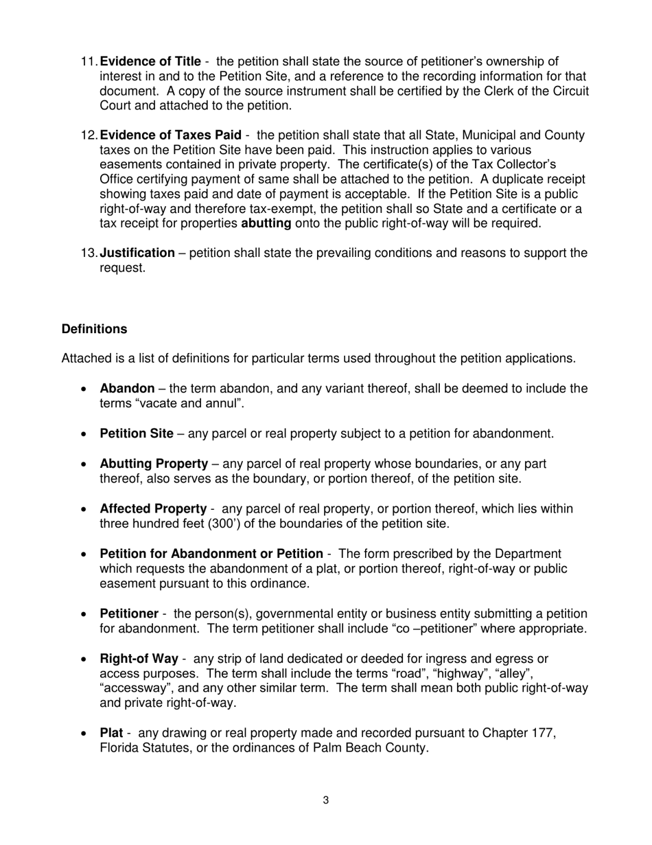 Instructions for Petition to Abandon or Vacate - City of Greenacres, Florida, Page 3