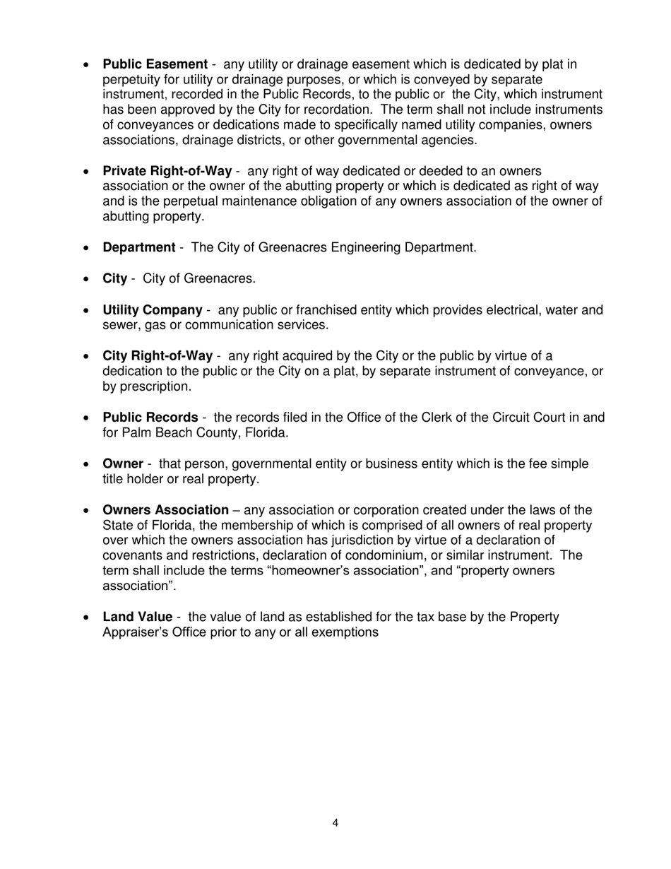 Instructions for Petition to Abandon or Vacate - City of Greenacres, Florida, Page 4