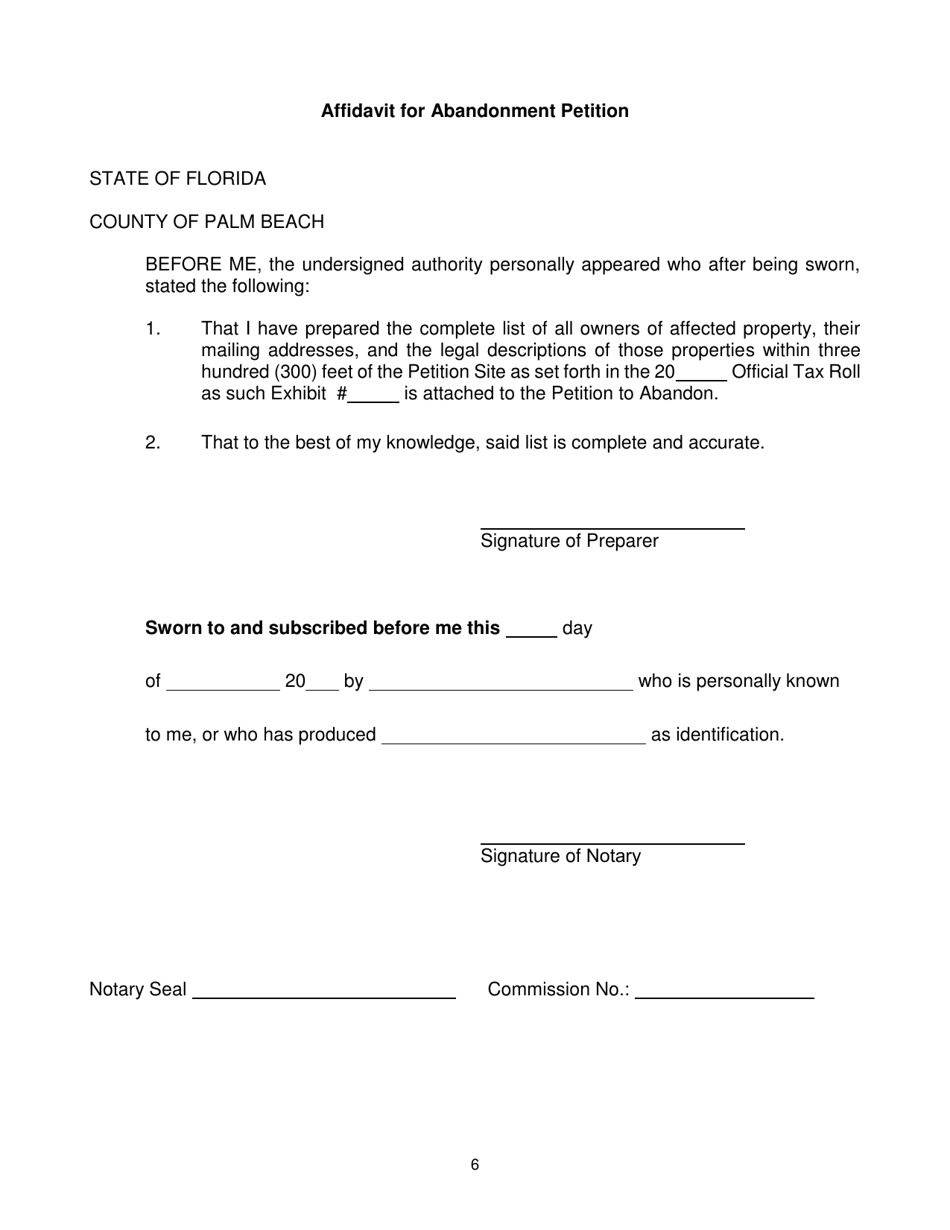 Instructions for Petition to Abandon or Vacate - City of Greenacres, Florida, Page 6