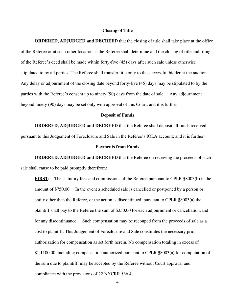 Judgment of Foreclosure and Sale - Oneida County, New York, Page 4