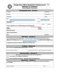 Document preview: Application for Certification Bomb Disposal Technician - Georgia (United States)