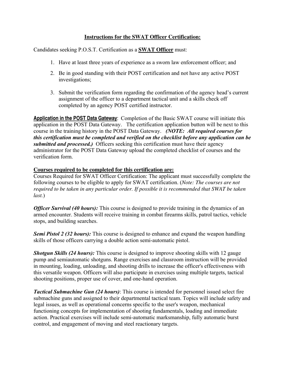 Swat Officer Certification - Georgia (United States), Page 1