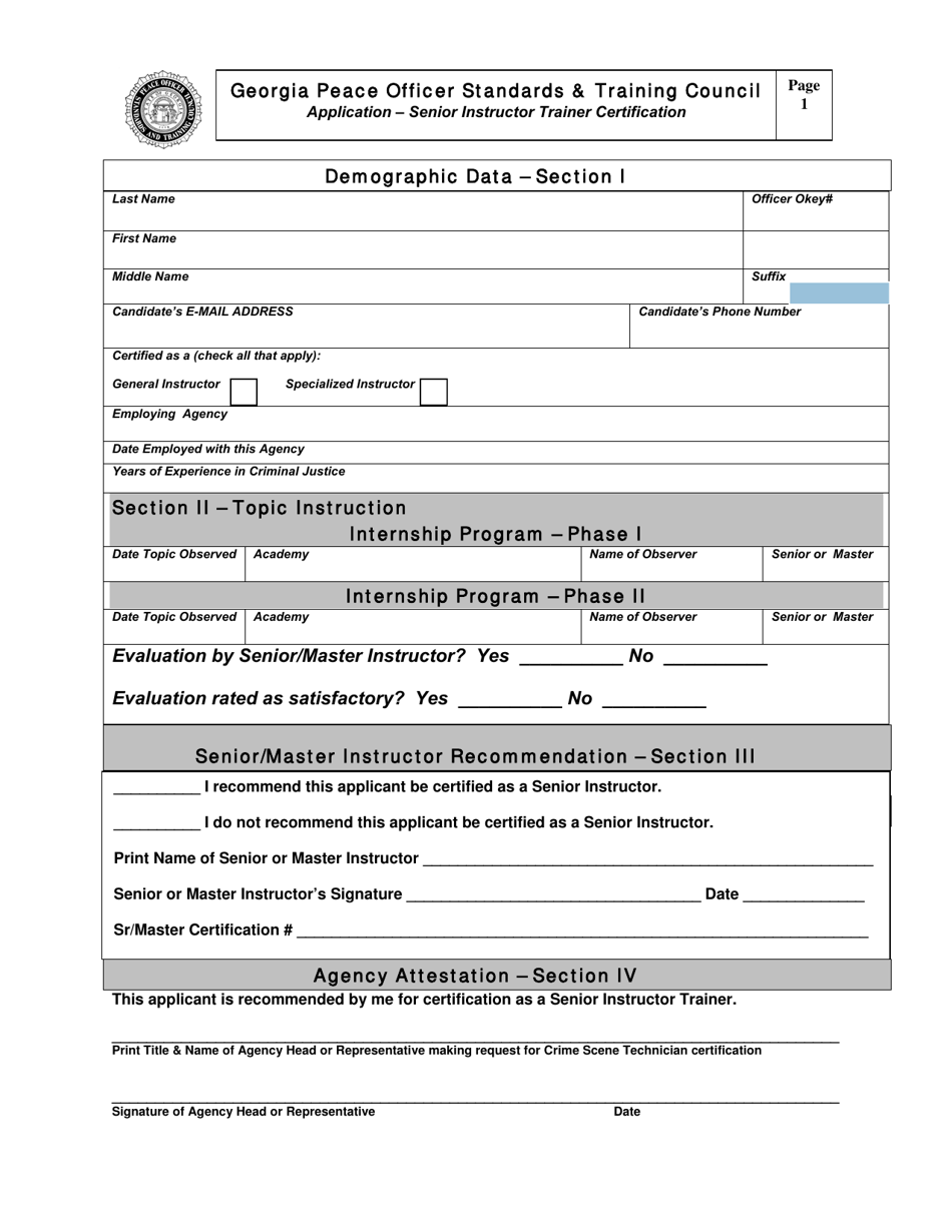 Application - Senior Instructor Trainer Certification - Georgia (United States), Page 1