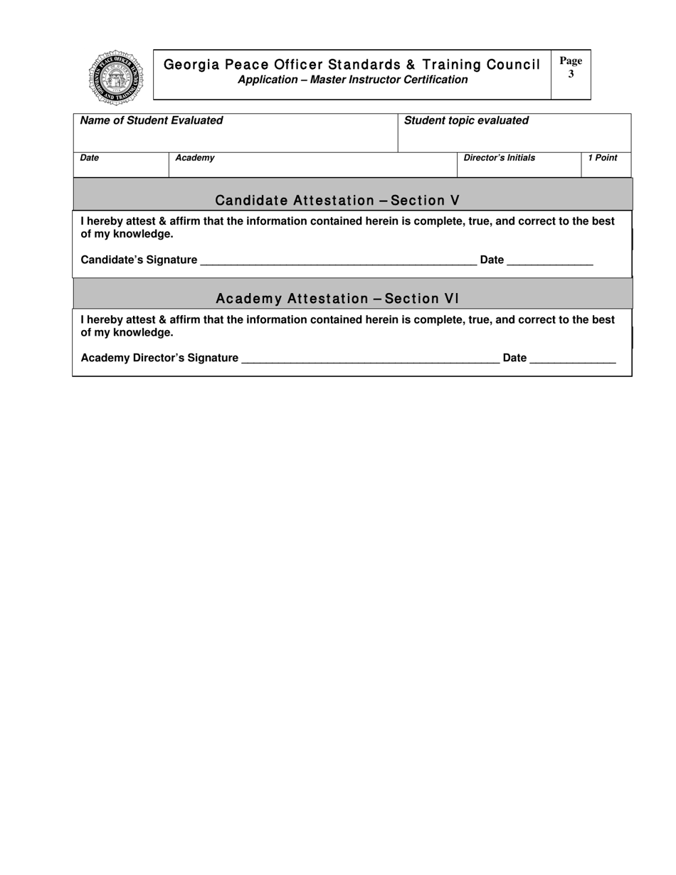 Application - Master Instructor Certification - Georgia (United States), Page 3