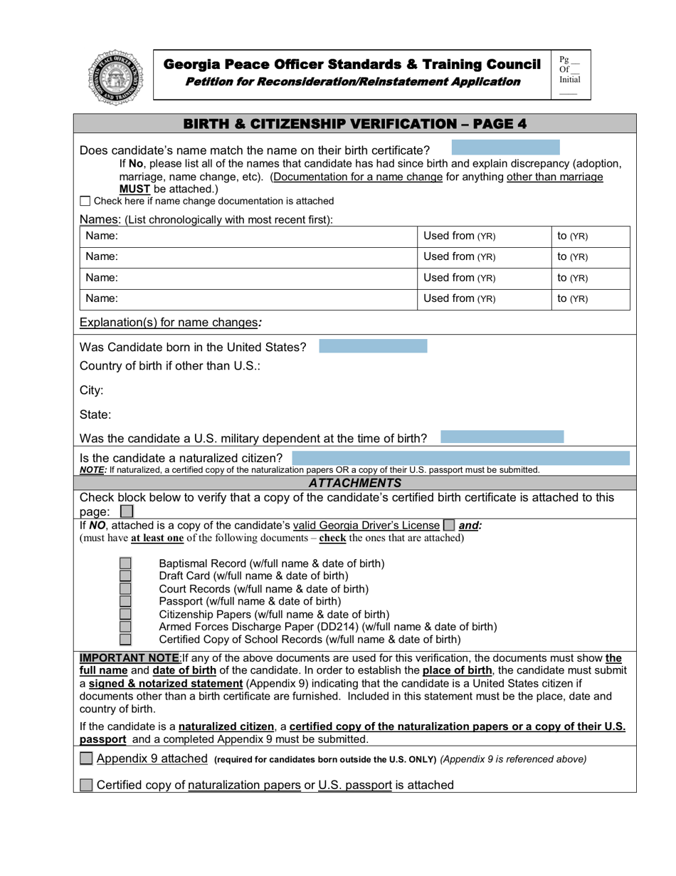 Petition for Reconsideration / Reinstatement Application - Georgia (United States), Page 4