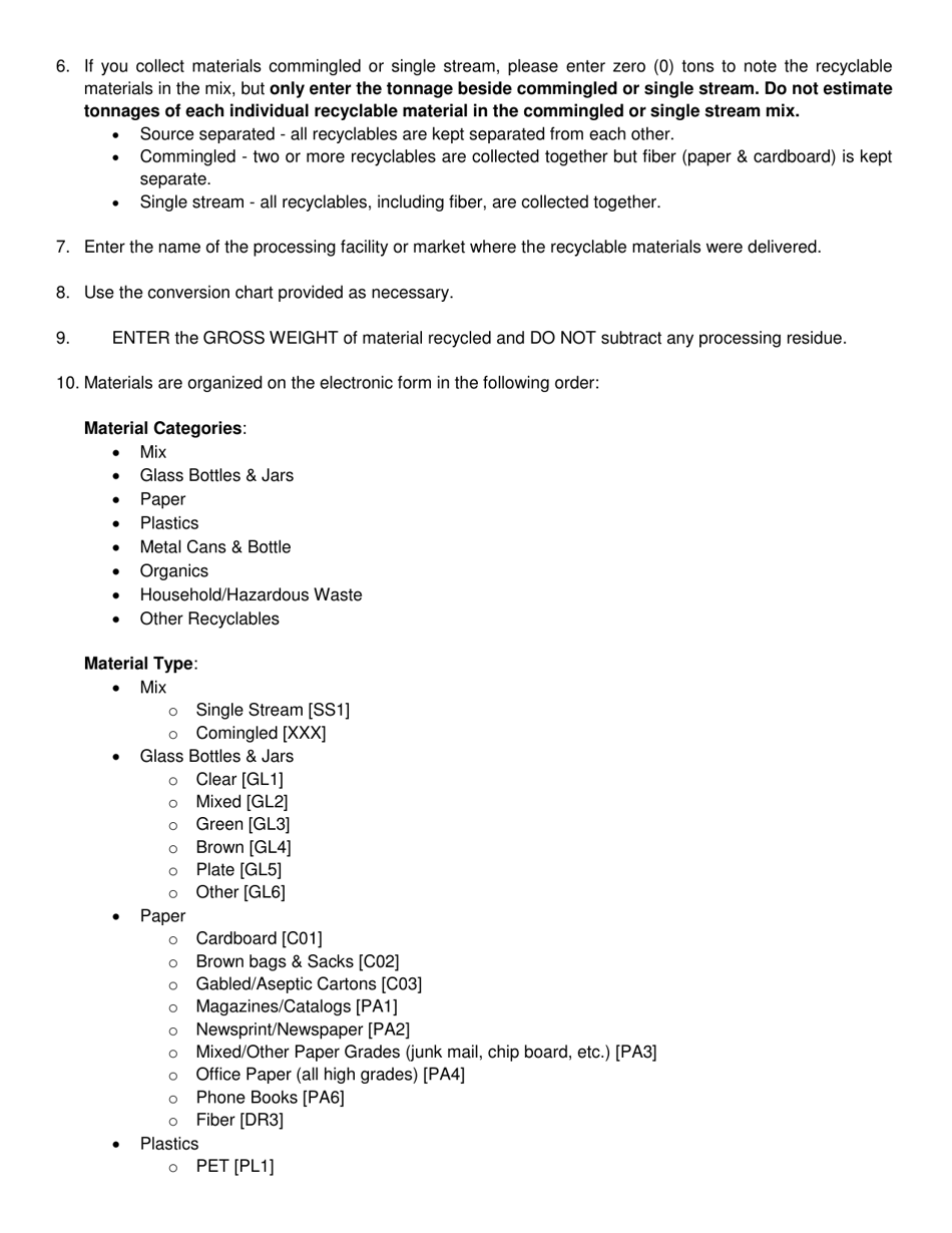 Instructions for Form FM-12 Annual Recycling Report for Waste / Recycling Hauler, Document Destruction Company or Other Company Transporting Recyclables Generated in Pa - City of Philadelphia, Pennsylvania, Page 2