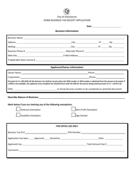 Document preview: Home Business Tax Receipt Application - City of Greenacres, Florida