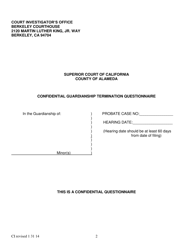 Confidential Guardianship Termination Questionnaire - County of Alameda, California, Page 2