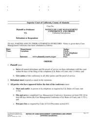Document preview: Form ALA CIV-100 Notice of Case Management Conference and Order - County of Alameda, California