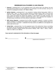 Form ALA CR-002A Misdemeanor Plea Attachment: Vc 14601 Penalties - County of Alameda, California, Page 2