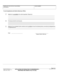 Form ALA CRM-051 Application for Reduction to Misdemeanor - Response and Order - County of Alameda, California, Page 2