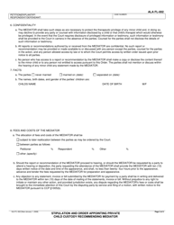 Form ALA FL-002 Stipulation and Order Appointing Private Child Custody Recommending Mediator - County of Alameda, California, Page 2