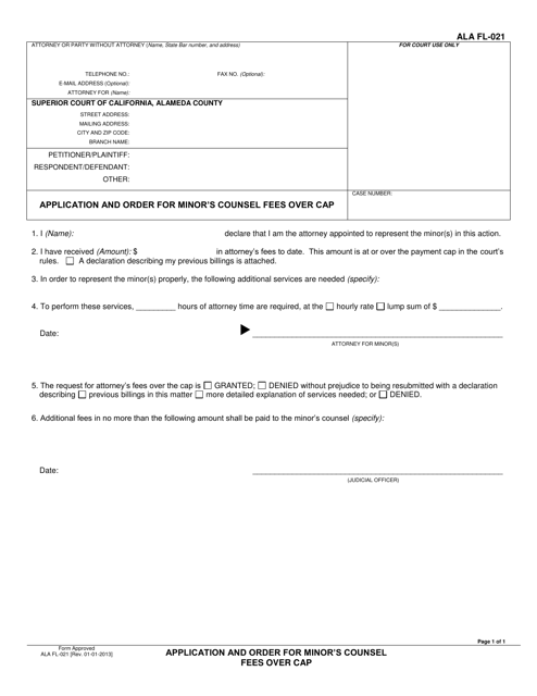 Form ALA FL-021 Agreement for Child Visitation Supervision - County of Alameda, California