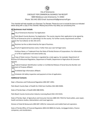 Document preview: Checklist for Commercial Business Tax Receipt - City of Greenacres, Florida