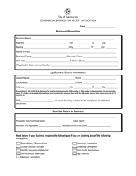 Document preview: Commercial Business Tax Receipt Application - City of Greenacres, Florida