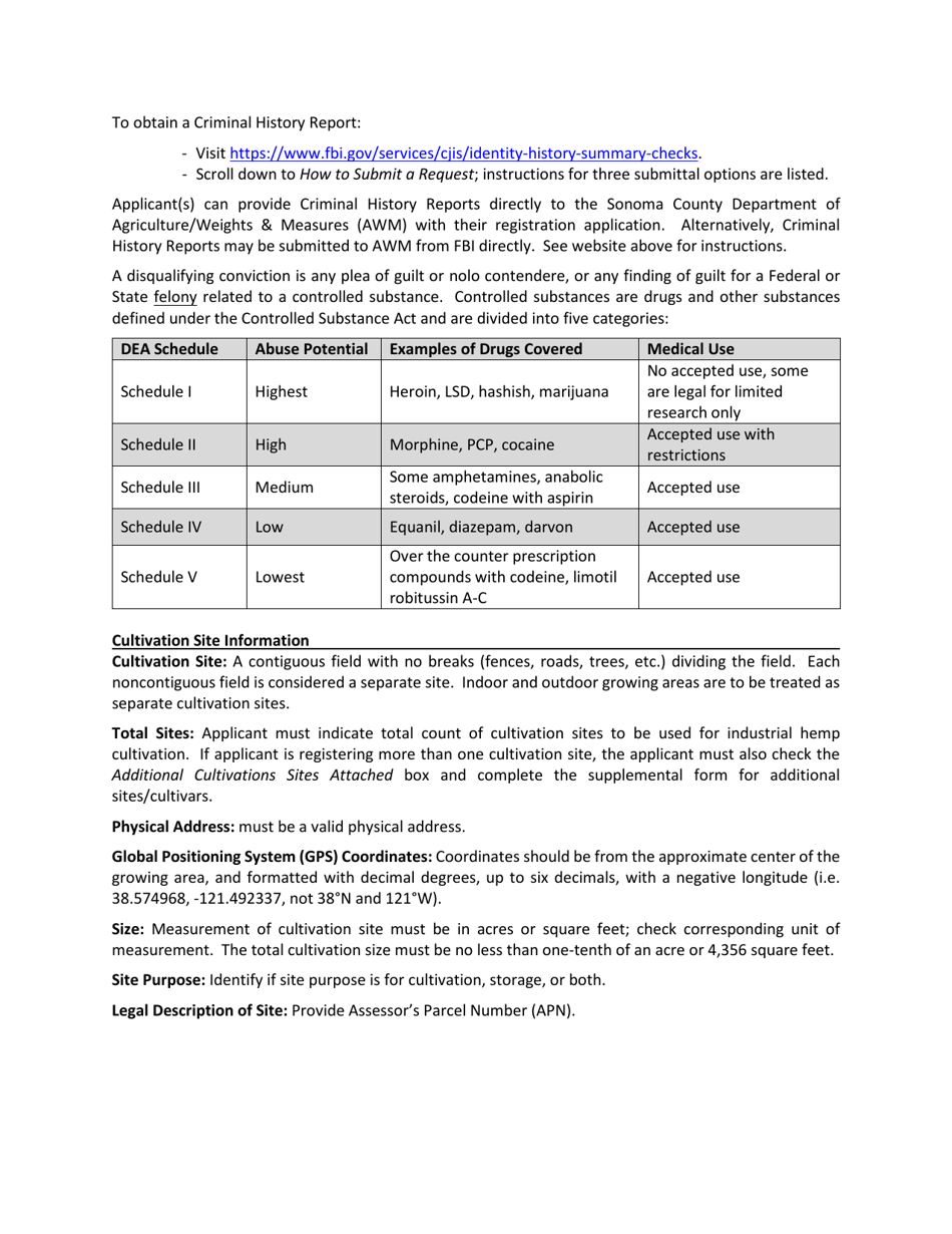Instructions for Industrial Hemp Registration Checklist - County of Sonoma, California, Page 2