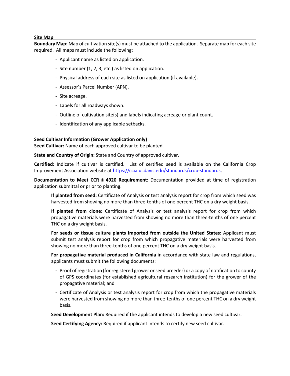 Instructions for Industrial Hemp Registration Checklist - County of Sonoma, California, Page 3