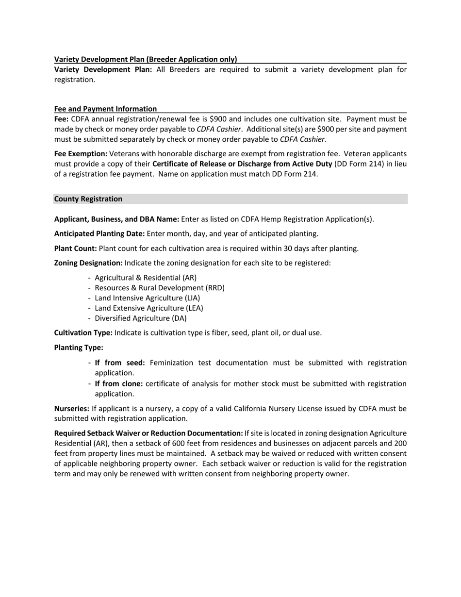 Instructions for Industrial Hemp Registration Checklist - County of Sonoma, California, Page 4