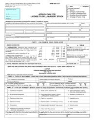 Form 64-029 Application for License to Sell Nursery Stock - California