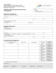 Document preview: Form 69-002 Industrial Hemp Registration Application for Breeders - California