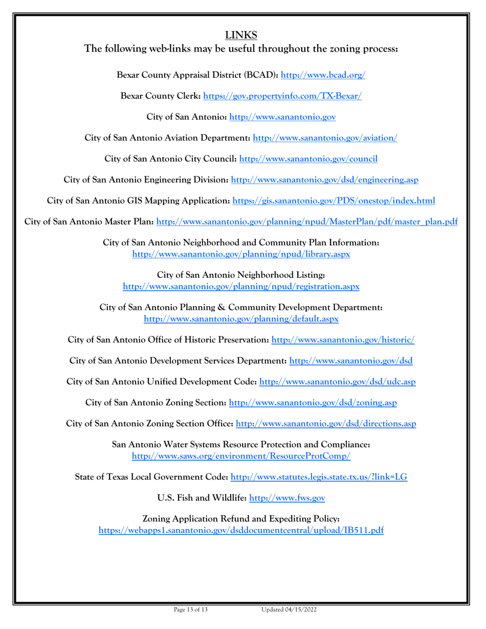 Application for Change of Zoning / Plan Amendment - City of San Antonio, Texas, Page 13