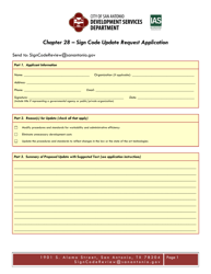 Document preview: Chapter 28 - Sign Code Update Request Application - City of San Antonio, Texas