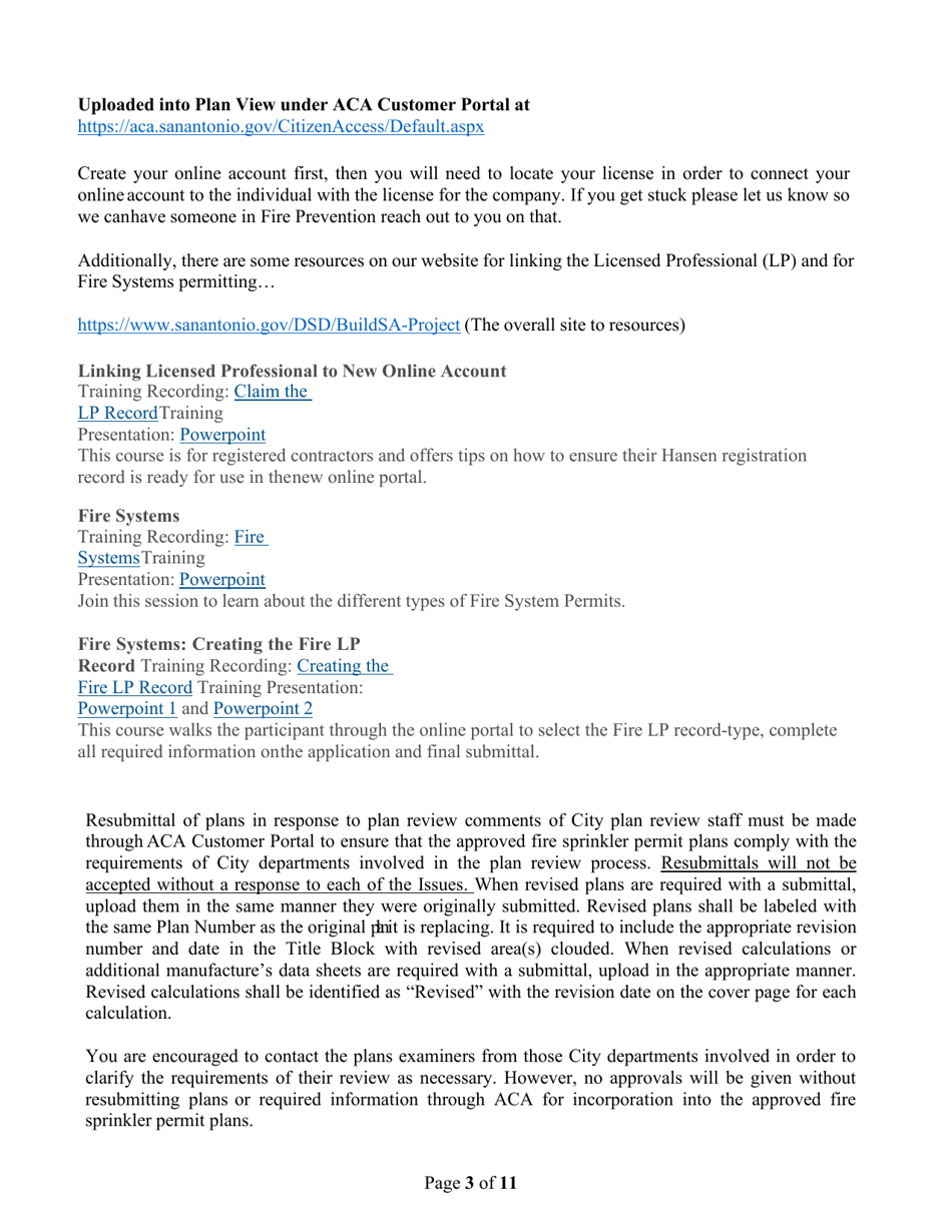 Fire Sprinkler Permit Application - City of San Antonio, Texas, Page 3