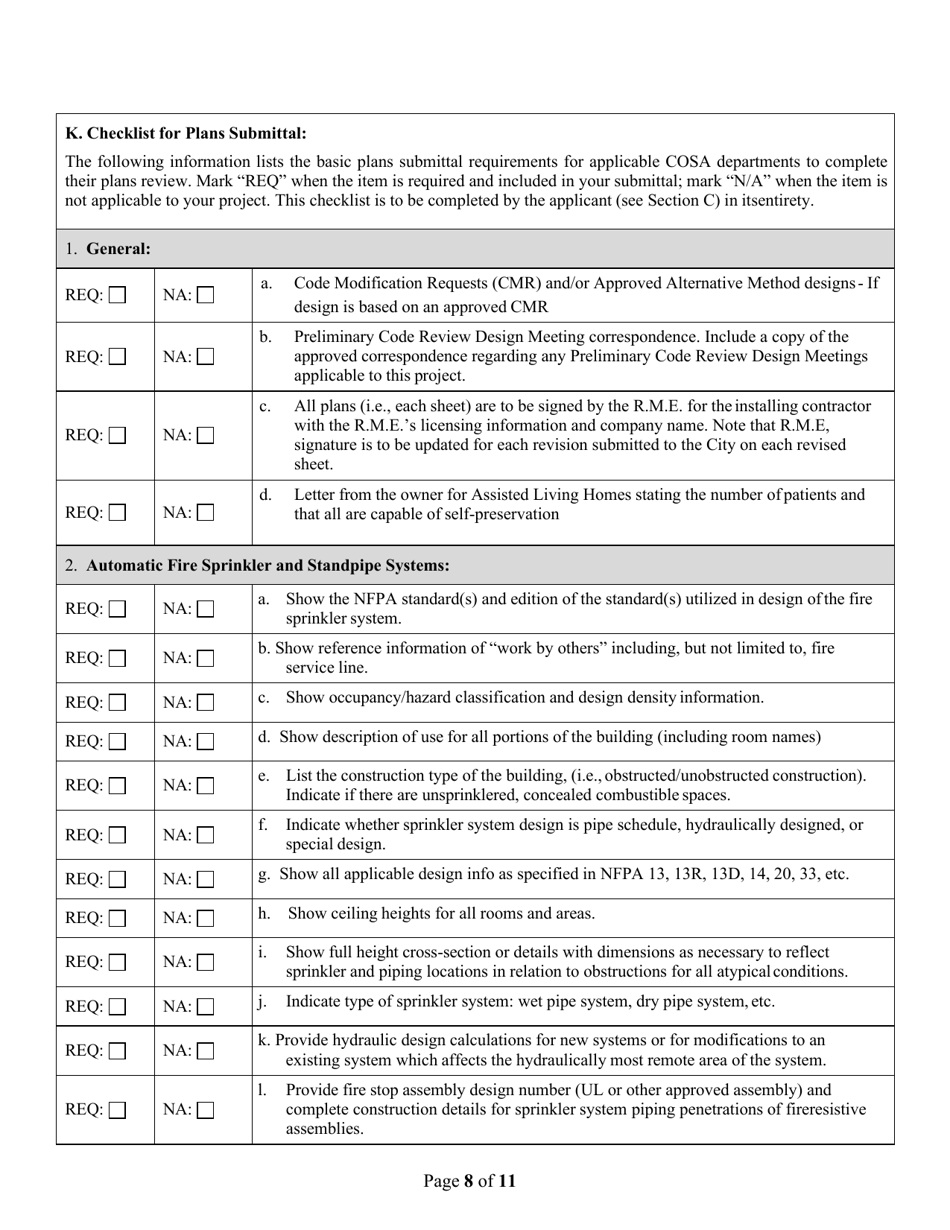 Fire Sprinkler Permit Application - City of San Antonio, Texas, Page 6