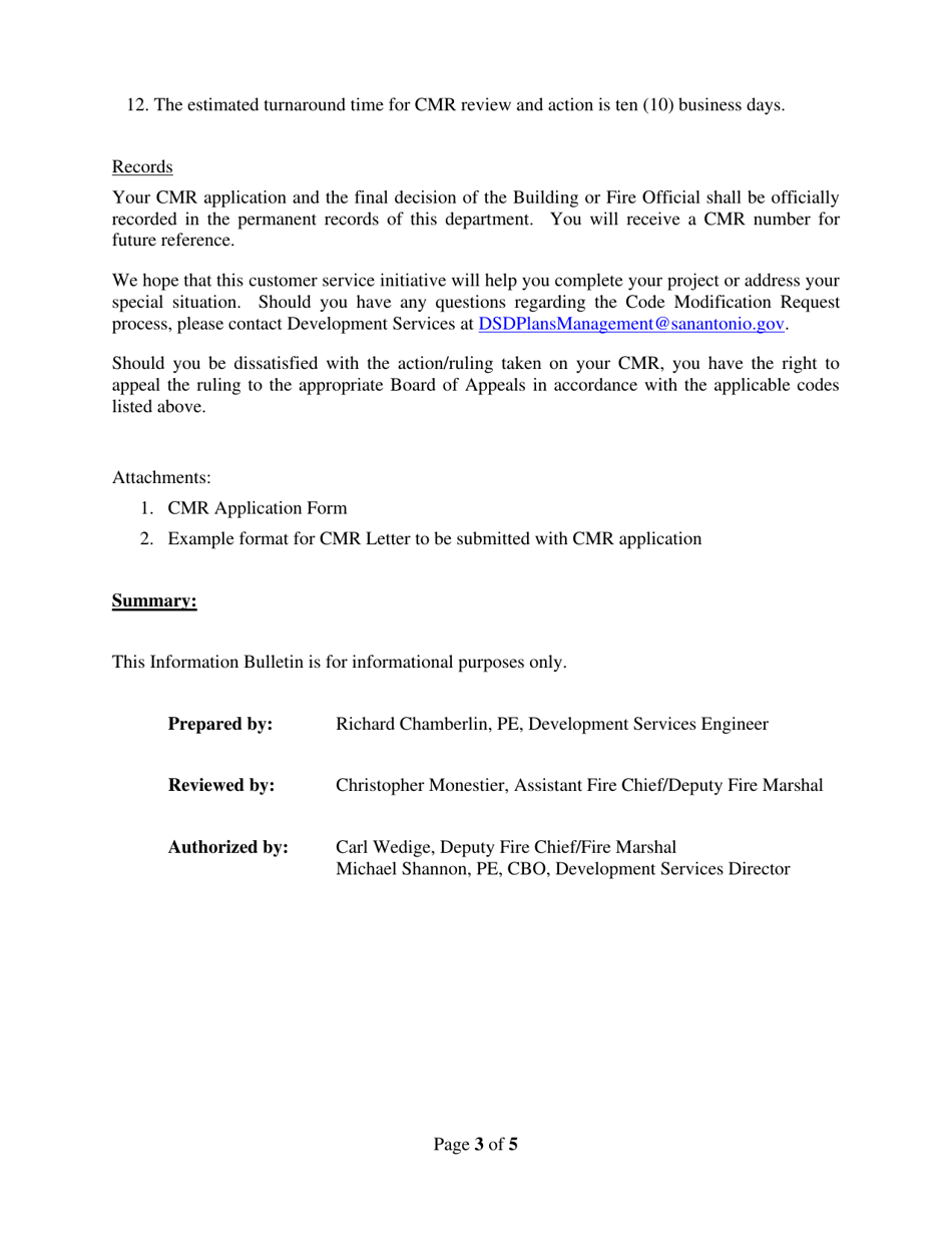 Code Modification Request Application - City of San Antonio, Texas, Page 3