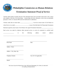 Life Partnership Termination Packet - City of Philadelphia, Pennsylvania, Page 4