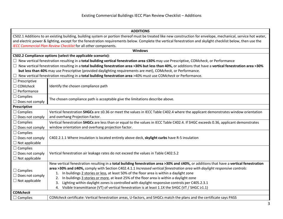 Existing Commercial Buildings Iecc Plan Review Checklist - City of Philadelphia, Pennsylvania, Page 3