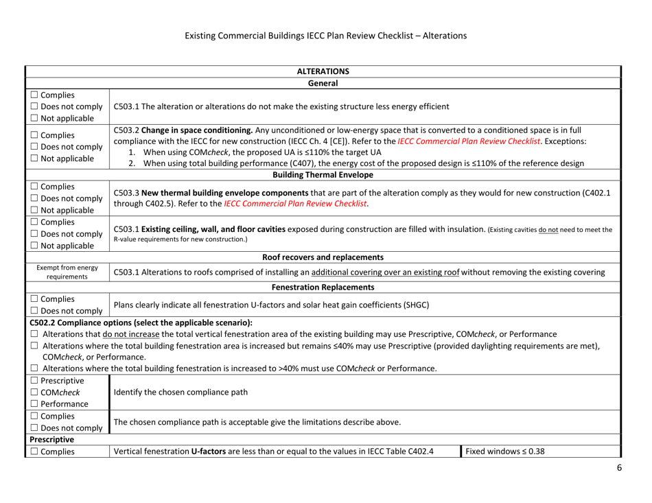 Existing Commercial Buildings Iecc Plan Review Checklist - City of Philadelphia, Pennsylvania, Page 6