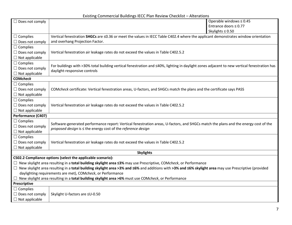 Existing Commercial Buildings Iecc Plan Review Checklist - City of Philadelphia, Pennsylvania, Page 7