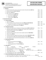 Document preview: IRC Deck Only Permit Plan Review Checklist - City of Philadelphia, Pennsylvania