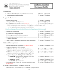 Document preview: Tank Permit Installation Plan Review Checklist - City of Philadelphia, Pennsylvania