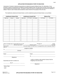Form VN007 Application for Issuance of Writ of Execution - County of Ventura, California, Page 2