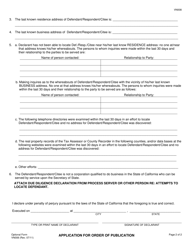Form VN008 Application for Order for Publication of Summons/Citation/Statement of Damages - County of Ventura, California, Page 2