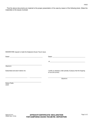 Form VN002 Affidavit/Certificate/Declaration for Subpoena Duces Tecum Re: Deposition - County of Ventura, California, Page 2