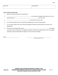 Form VN208 Findings and Orders Regarding Paternity and Terminating Parental Rights of Alleged Natural Father (Step-Parent Adoption) - County of Ventura, California, Page 2
