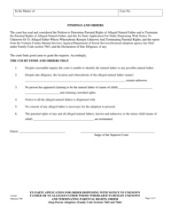 Form VN209 Ex Parte Application for Order Dispensing With Notice to Unknown Father or to Alleged Father Whose Whereabouts Remain Unknown and Terminating Parental Rights; Order (Step-Parent Adoption) - County of Ventura, California, Page 2
